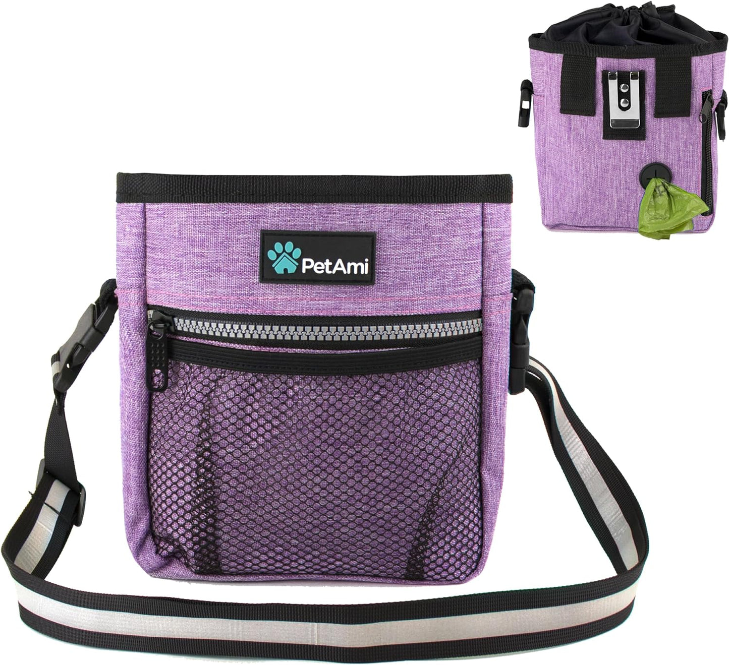 Dog Treat Pouch | Dog Training Pouch Bag with Waist Shoulder Strap, Poop Bag Dispenser and Collapsible Bowl | Treat Training Bag for Treats, Kibbles, Pet Toys | 3 Ways to Wear