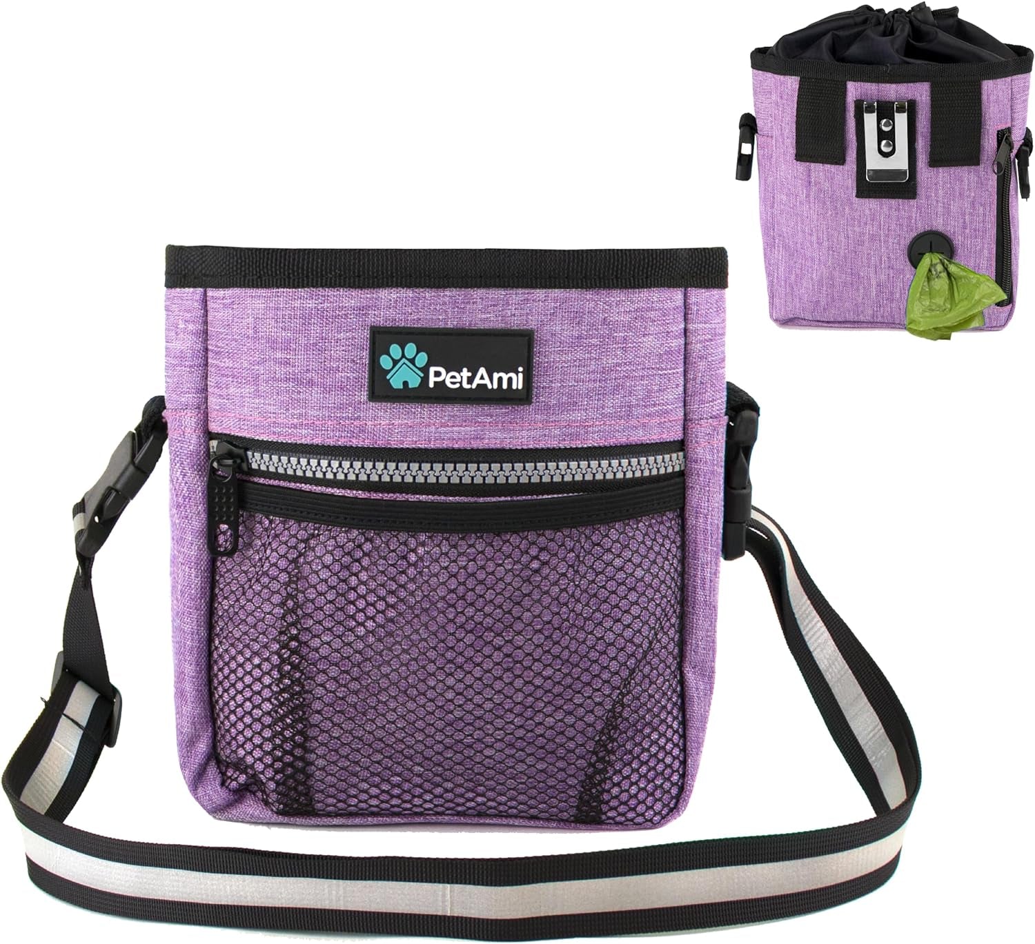 Dog Treat Pouch | Dog Training Pouch Bag with Waist Shoulder Strap, Poop Bag Dispenser and Collapsible Bowl | Treat Training Bag for Treats, Kibbles, Pet Toys | 3 Ways to Wear